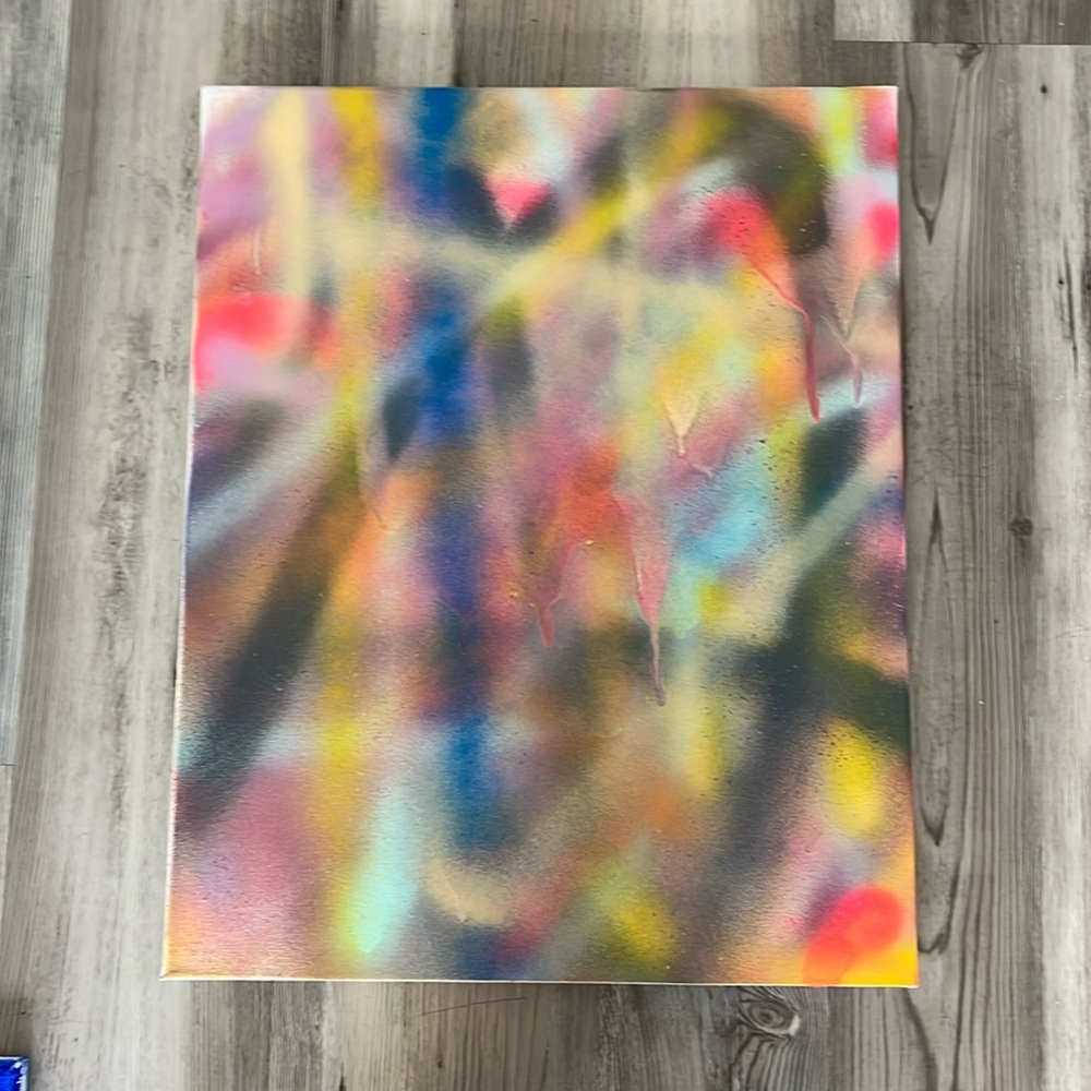 Abstract spray paint art on canvas